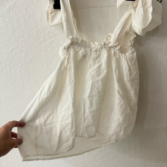 Outerknown Cream White Smocked Tie Strap Flowy Oasis Top L - Picture 3 of 6